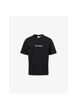 Mens Daily Paper Burning Shield Crewneck Cotton-Jersey T-Shirt