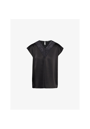 Womens Weekend Max Mara Fluid Lace-Trim Satin Top