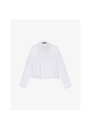 Womens Maje Cropped Crochet-Collar Cotton Shirt
