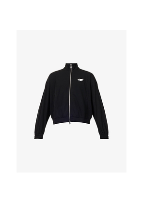 Mens Cole Buxton Logo-Embroidered Funnel-Neck Cotton Blend Tracksuit Top