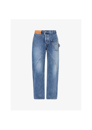 Mens JW Anderson Twisted Workwear Straight-Leg Denim Jeans