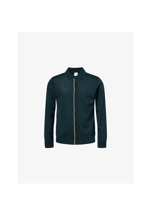 Mens Paul Smith Stripe-Trim Knitted Merino-Wool Cardigan