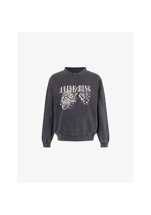 Womens Anine Bing Spencer Leopard Cotton-Jersey Sweatshirt