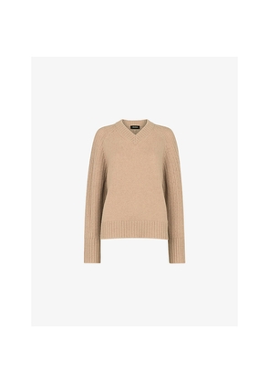 Womens Whistles V-Neck Knitted Wool Jumper