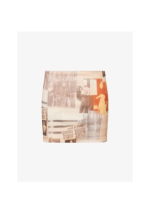 Womens Jean Paul Gaultier Printed Ribbed Stretch-Cotton Mini Skirt