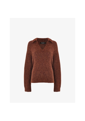 Womens Whistles Relaxed-Fit V-Neck Alpaca-Blend Jumper