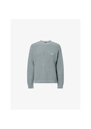 Mens Emporio Armani Logo-Embroidered Crewneck Cotton Jumper
