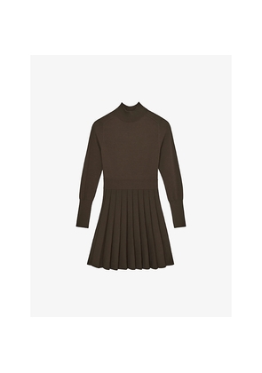 Womens Reiss Lici Belted-Waist Stretch-Knit Mini Dress