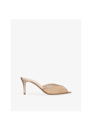 Womens Andrea Wazen Katy 75 Mesh and Satin Mules