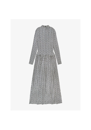 Womens Ro&Zo Houndstooth Dropped-Waist Stretch-Jersey Midi Dress