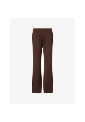 Womens The Couture Club Embroidered-Logo Ribbed Knit Trousers