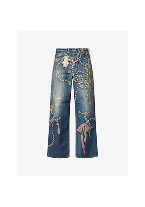 Mens Acne Studios 1981 Graphic-Print Loose-Fit Denim Jeans
