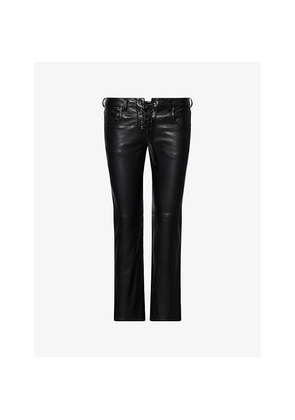 Womens Isabel Marant Vanel Straight-Leg Leather Trousers