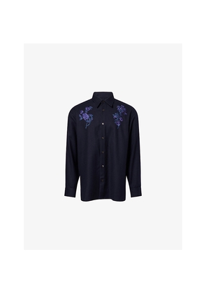 Mens Dries Van Noten Croom Embroidered Wool Shirt