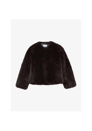Womens Reiss Marco Round-Neck Faux-Fur Jacket
