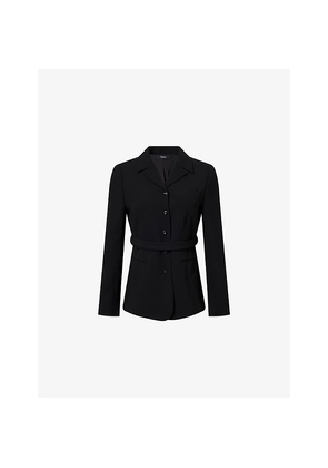 Womens Theory Belted Tie-Waist Woven Blazer
