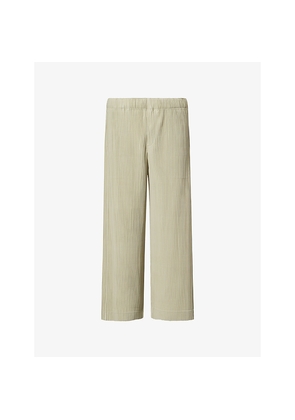 Mens Homme Plisse Issey Miyake Month Straight-Leg Pleats Knitted Trousers