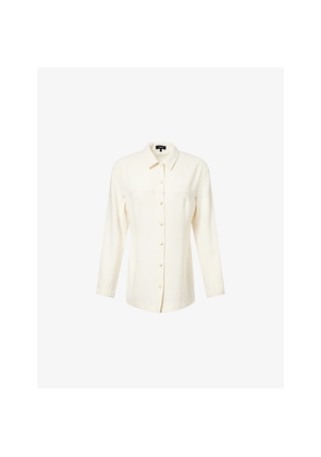 Womens Theory Sculpted-Seams Collared Woven Shirt