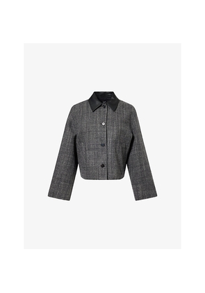 Womens Theory Collared Boxy Wool-Blend Jacket