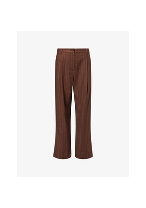 Womens Me And Em Pinstripe Straight-Leg Stretch-Woven Trousers