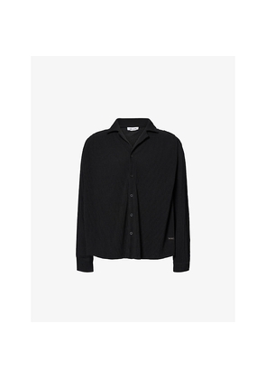 Mens Belier Pleated Long-Sleeve Woven Shirt