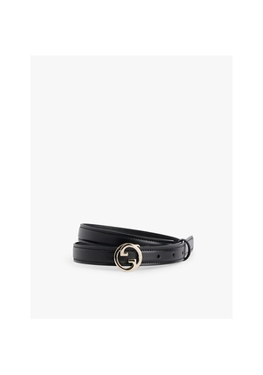 Womens Gucci Blondie Logo-Buckle Leather Belt