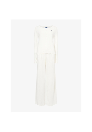 Womens Polo Ralph Lauren Pointelle Wide-Leg Cotton-Jersey Pyjama Set
