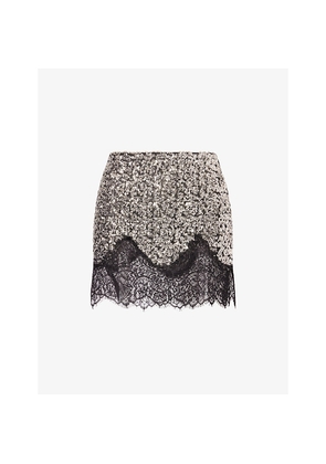 Womens Siedres Witz Lace-Trim Sequin Mini Skirt