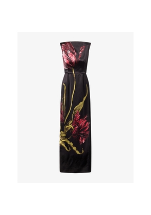 Womens Erdem Boat-Neck Floral Satin Maxi Dress