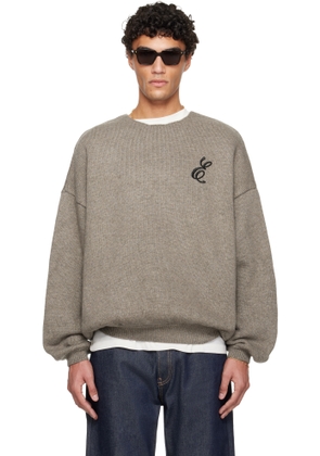 Fear of God ESSENTIALS Brown Holiday Embroidered Merino Crewneck Sweater