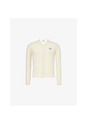 Mens Comme Des Garcons Play Heart Logo-Embroidered V-Neck Wool Cardigan