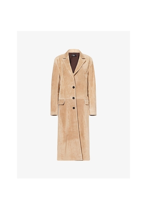 Womens Arma Alissa Notch-Lapels Suede Coat