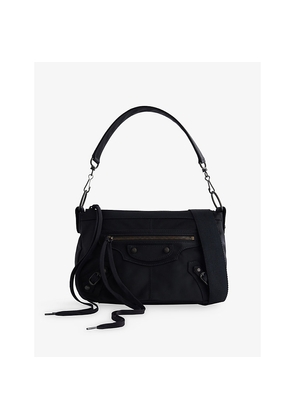 Mens Balenciaga Le City Moto Small Shell-Woven Crossbody Bag