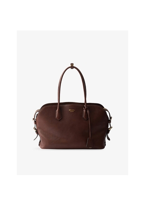 Womens Prada Logo-Embellished Large Leather Tote Bag