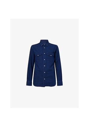 Mens Tom Ford Curved-Hem Slim-Fit Denim Shirt