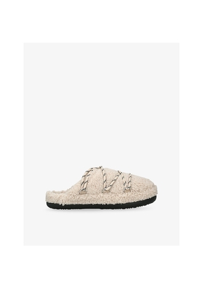 Womens Moon Boot Teddy Faux-Shearling Slippers