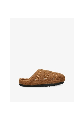 Womens Moon Boot Teddy Faux-Shearling Slippers