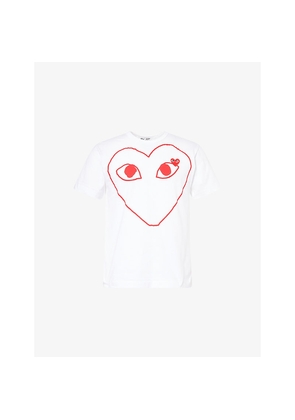 Mens Comme Des Garcons Play Heart-Embroidered Knitted Wool Cardigan