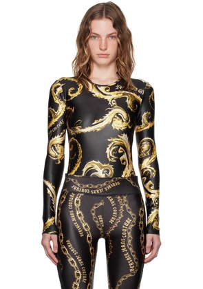Versace Jeans Couture Black & Gold Chromo Couture Bodysuit
