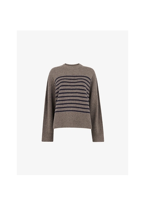 Womens Whistles Striped Round-Neck Wool Jumper