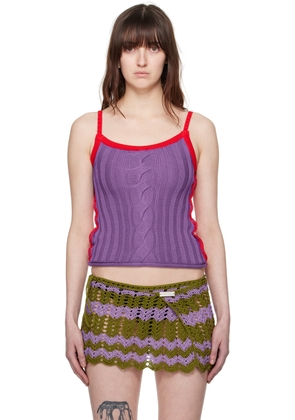 Edward Cuming Purple & Red Cable Tank Top