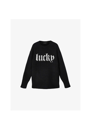 Womens Allsaints Lucky Slogan Stretch Wool and Alpaca-Blend Jumper