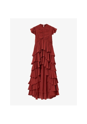 Womens Allsaints Shaela Ruffled Woven Maxi Dress