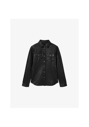 Mens Allsaints Irwin Long-Sleeve Leather Shirt