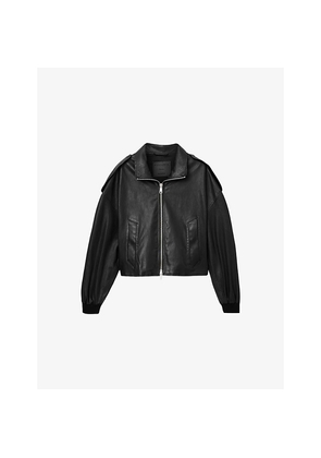 Womens Allsaints Lowden Relaxed-Fit Leather Jacket