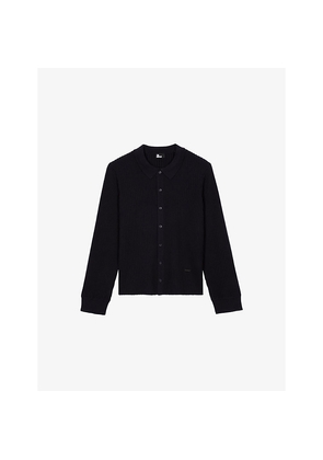 Mens The Kooples Collared Button-Down Stretch Wool-Blend Jumper