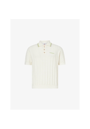 Mens Casablanca Tennis Short-Sleeves Stretch-Cotton Blend Polo Shirt