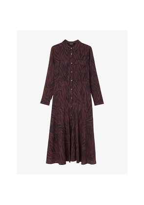 Womens Whistles Collared Zebra-Print Woven Shirt Dress