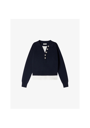 Womens Sandro Layered-Effect Regular-Fit Woven Jumper