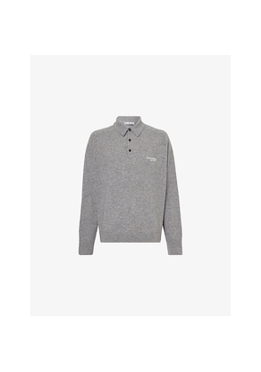 Mens Acne Studios Kluxey Brand-Embroidery Wool-Blend Polo Shirt